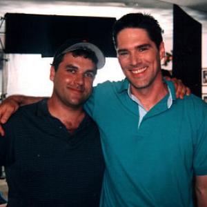 Director Paul Sullivan and Thomas Gibson take a break from shooting