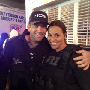 Lucas Black and Jaqueline fleming on set of NCIS:NEW ORELANS