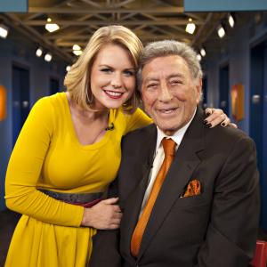 Carrie Keagan with Tony Bennett on the set of VH1's Big Morning Buzz Live with Carrie Keagan.