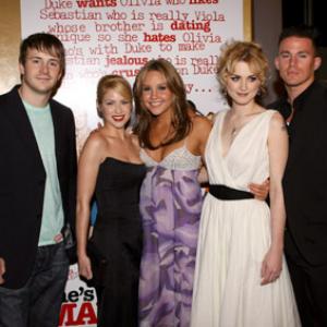 Amanda Bynes, Alexandra Breckenridge, Laura Ramsey, Robert Hoffman and Channing Tatum at event of She's the Man (2006)