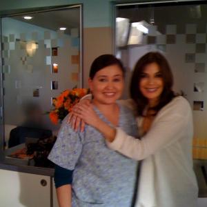 Teri Hatcher and Monica Garcia on the set of Desperate Housewives