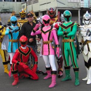 With the stunt team  Power Rangers Mystic Force