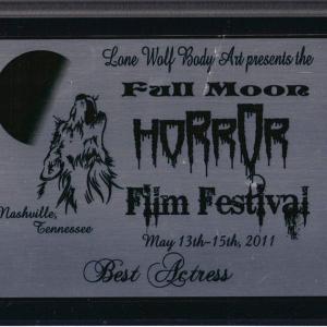 Krista takes home Best Actress for Emerging Past at the Full Moon Horror Film Festival in Nashville