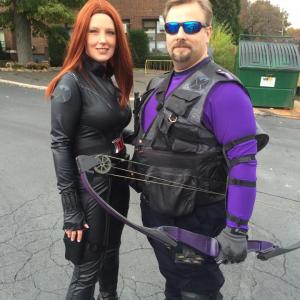 Halloween Cosplay Appearance as Hawkeye, with Christine Greenough Spassione as Black Widow for Charity Event.