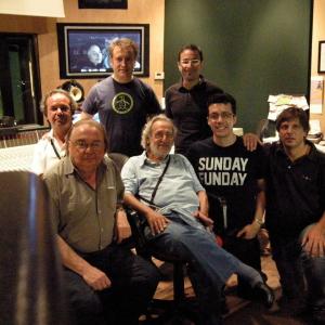 David Franco Giovanni Bacalov Luis Bacalov Pepe Bojorquez Antonio Ruiz Geffredo Gibellini and Gianluca Porelli recording the music for Hidden Moon in Rome