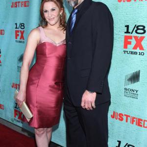 Actress Faline England and Actor David Meunier attend the premiere of FX Networks  Sony Pictures Televisions Justified Season 4 at Paramount Studios on January 5 2013 in Los Angeles California