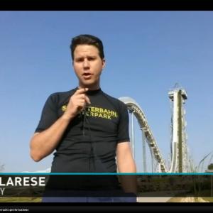Steve Larese reporting on the opening of the worlds largest water slide Verruckt for USA Today Travel