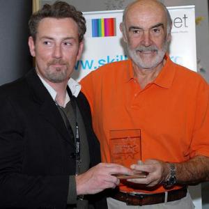 Bryan Larkin receiving the Trailblazer Award at the 2009 Edinburgh International Film Festival for Running in Traffic