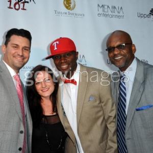 Taylor Financial Brokers and Producer Sheldon F Robins arrive for the Premiere Of Upper Laventilles Murder 101 held at Raleigh Studios Chaplin Theater on June 12 ANGELES