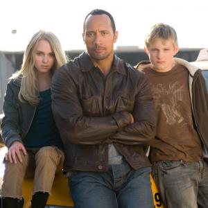 Still of Dwayne Johnson AnnaSophia Robb and Alexander Ludwig in Race to Witch Mountain 2009