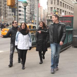 The cast of Matzav Ha'uma at NYC: in the photo, left to right: Guri Alfi, Orna Banai, Einav Galili & Lior Schleien
