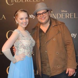 Darcy Rose Byrnes and Josh Gad on the Red Carpet at the World Premiere of Disneys CINDERELLA 2015 The El Capitan Theatre Hollywood CA