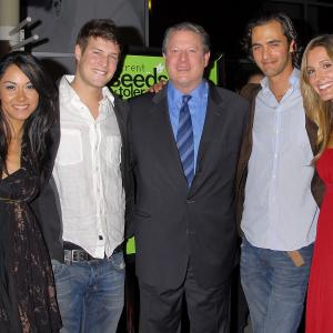LOS ANGELES, CA - DECEMBER 14: Current TV Chairman and former Vice-President Al Gore joins Current TV hosts Jael de Pardo (L), Max Lugavere, Jason Silva, Crystal Fambrini, and Angela Sun, at the 'Seeds of Tolerance' award ceremony at the ArcLigh