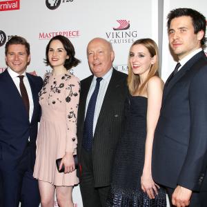 Julian Fellowes, Allen Leech, Rob James-Collier, Michelle Dockery and Laura Carmichael at event of Downton Abbey (2010)