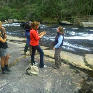 Tammy being interviewed by NBC's Today Show in Dupont State Recreational Forest about the locatiosn for The Hunger Games near Brevard, NC.