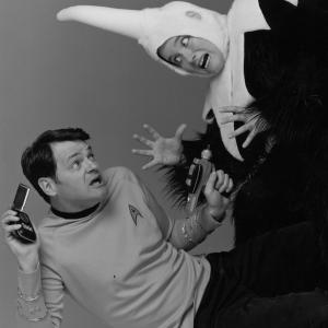 Gary as Captain Kirk in Star Trek Live On Stage. Mugato played by Moira Dunphy.