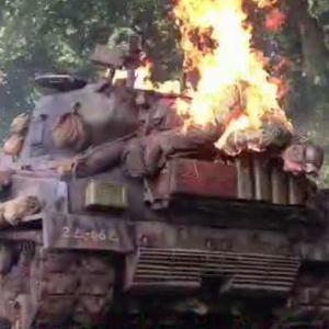 Sean falling from a tank on fire in this Taurus World Stunt Award winning specialty Stunt on David Ayers Fury