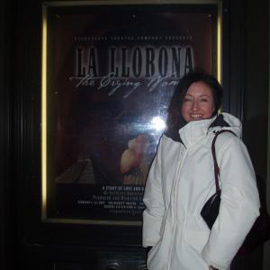 Cindy O'Connor, composer, at opening night of La Llorona/The Crying Woman at the Beckett Theater, NYC 2006