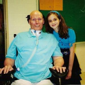 Director Christopher Reeve with Vanessa Marano as the young Brooke in The Brooke Ellison Story