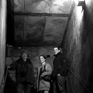 On set of Irvine Welshs Ecstasy in Edinburgh Rob Heydon Kristin Kreuk and Adam Sinclair