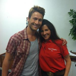 Actor Glen Powell and Actress Melanie Rashbaum on the set of Red Wing.