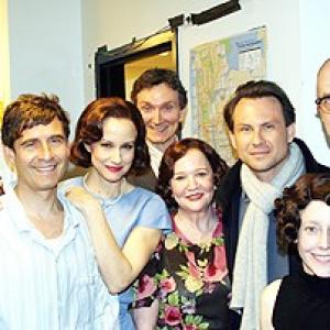 Rachel Harker with fellow cast members of Bill W and Dr Bob off Broadway 2007 and guest Christian Slater