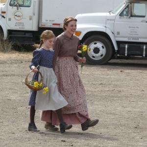 Julie Mond and Morgan Lily on the set of Love's Everlasting Courage
