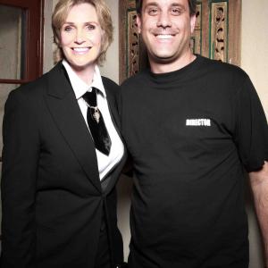 Daniel with Jane Lynch at the Diamond Baby Video shoot May 2011