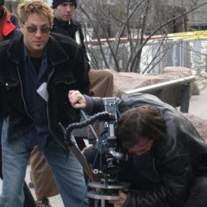 Jon Doscher behind the scenes on the set of REMEDY in NYC April 2003