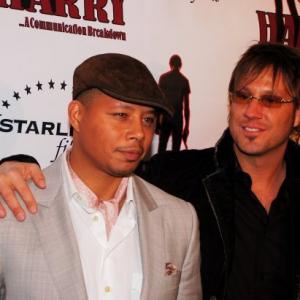 Actors Terrance Howard and Jon Doscher promoting 4CHOSEN at the premiere of Harry November 2008