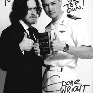 Mark Hampton at the Empire Awards 2010 with Edgar Wright and the DISS award for 'Top Gun in 60 Seconds'