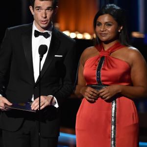 Mindy Kaling and John Mulaney at event of The 66th Primetime Emmy Awards 2014