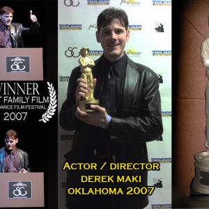 DirectorProducer DEREK MAKI accepts the Best Family Film Award for the Trail Dance Film Fest in 2007