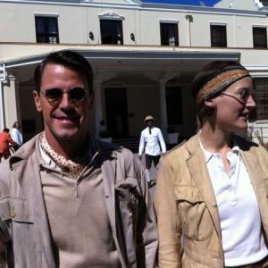 Colin Moss and Vicky Krieps on set for Elly Beinhorn  Alleinflug