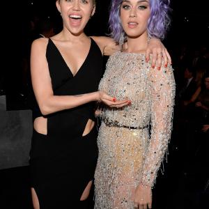Miley Cyrus and Katy Perry at event of The 57th Annual Grammy Awards (2015)