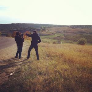 Director Matthew Mishory and cinematographer Michael Marius Pessah filming on location in Moldova.
