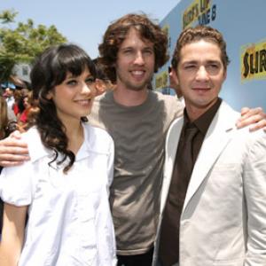 Zooey Deschanel Shia LaBeouf and Jon Heder at event of Surfs Up 2007