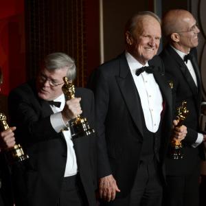 Jeffrey Katzenberg, Jean Hersholt, Hal Needham and George Stevens Jr. at event of The Oscars (2013)