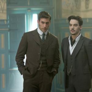 Still of Jonathan Rhys Meyers Jonathan Harker and Oliver JacksonCohen in Dracula 2013