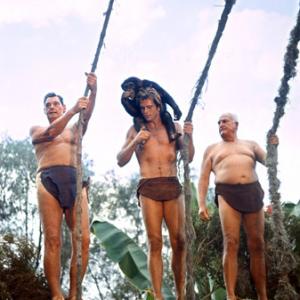 Tarzan Johnny Weissmuller Ron Ely with his chimp Cheetah Frank Merrill