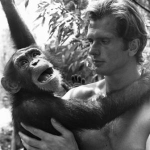 Tarzan Ron Ely with his chimp Cheetah