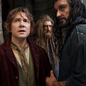 Still of Richard Armitage, Jed Brophy and Martin Freeman in Hobitas: Smogo dykyne (2013)