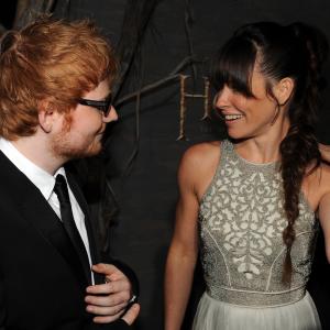 Evangeline Lilly and Ed Sheeran at event of Hobitas Smogo dykyne 2013