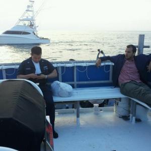 End of a day BTS of CAPTAIN PHILLIPS Omar Berdouni and I relax as our water taxi takes is back to shore