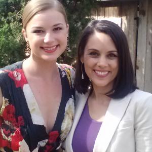 Emily VanCamp and Tessa Munro on the set of 