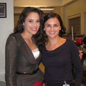Tessa Munro and Rachael Leigh Cook on the set of Perception