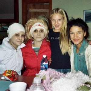 Brittany Oaks and Jessica Szohr on set of Somebody Help Me