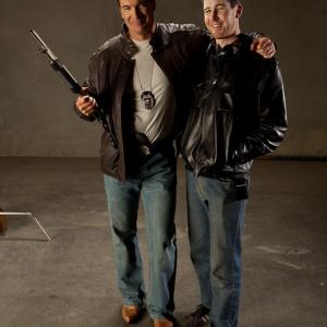 Justin Lutsky and Patrick Warburton on the set of The Action Heros Guide To Saving Lives