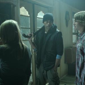 Joey Ansah with actors Randy Wayne and Jessica Rose in Ghost town