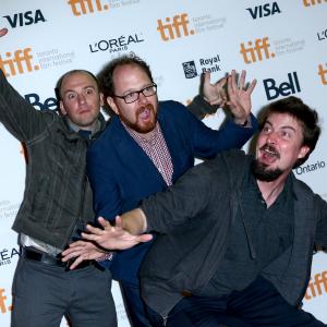 Adam Wingard, Simon Barrett and Colin Geddes at event of The Guest (2014)